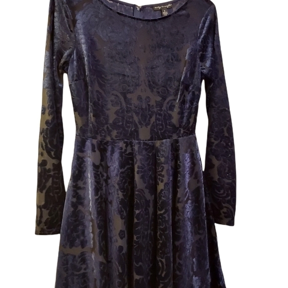 City triangles size 3 velvet navy dress back zipper rn 75010 lined - Picture 1 of 15